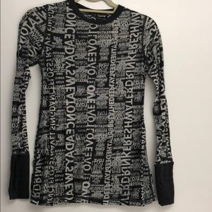 Lululemon Dark Grey and Cream Graffiti Long Sleeve